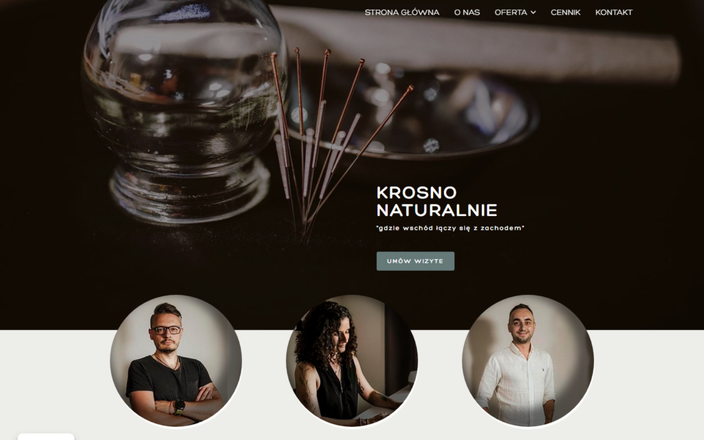 Zrzut ekranu strony głównej – realizacja Krosno Naturalnie